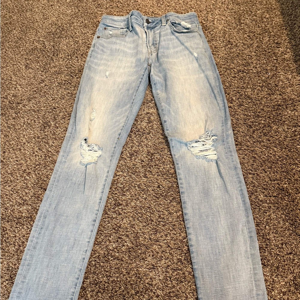 Men’s American Eagle Outfitters Light Blue Distressed Straight Leg Jeans